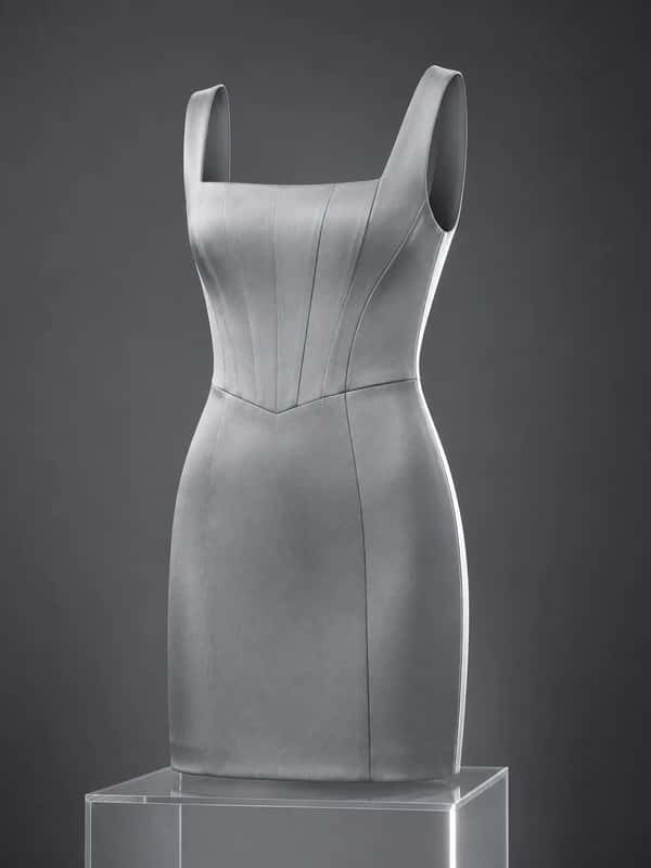 Structured Corset Mini Dress – Silver
