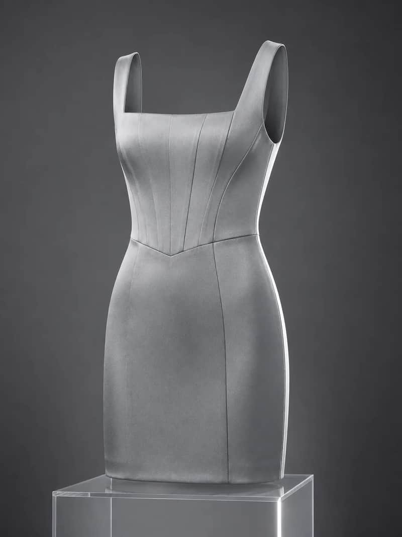 Structured Corset Mini Dress – Silver